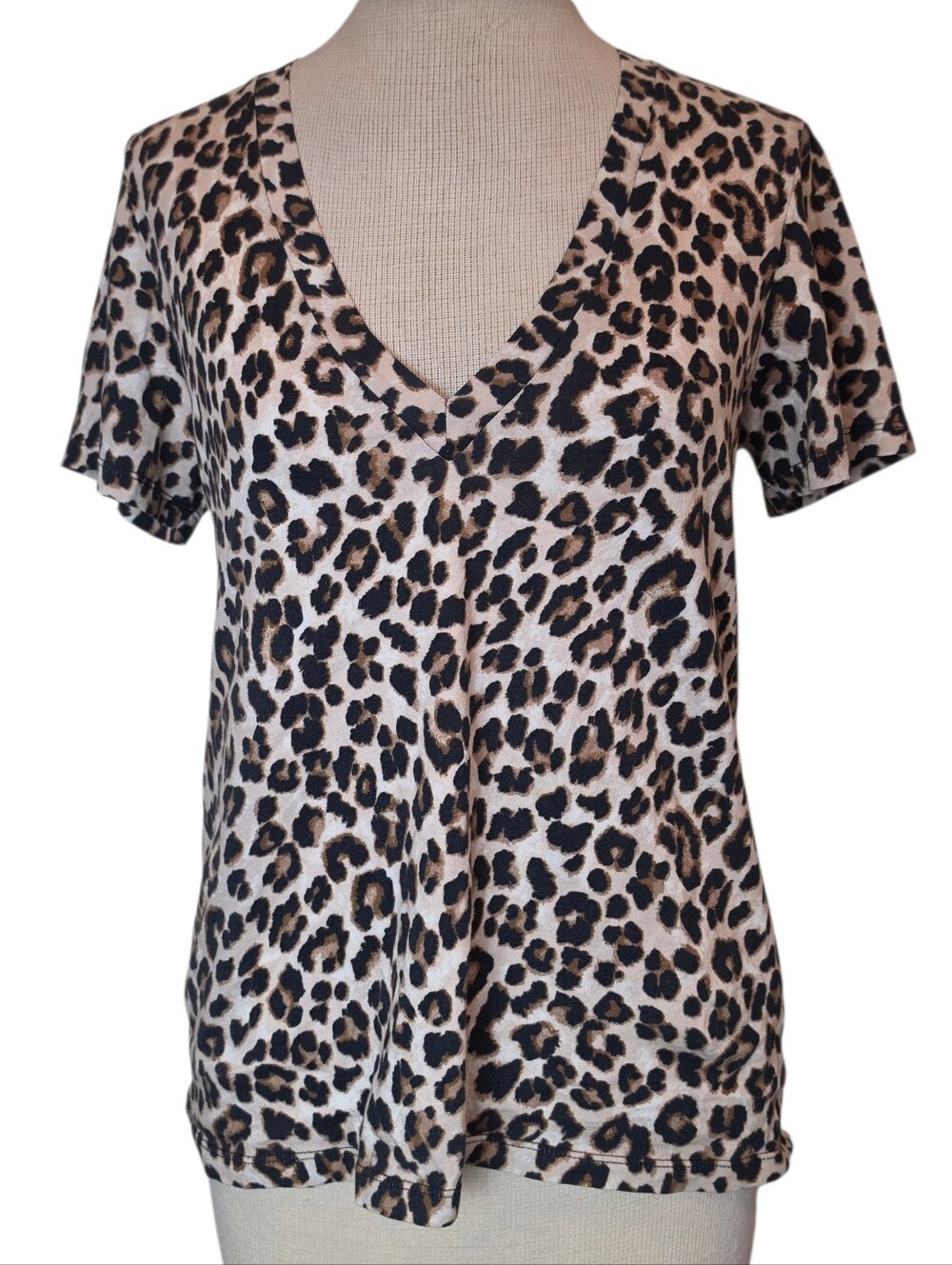 Veronica Beard Leopard Top Size S Saniya 100% Cotton Model Off Duty Indie Sleaze